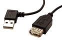 Kabel USB 2.0 A-A 30cm prodlužovací, lomený vlevo, černý
