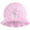 Pletený klobouček New Baby růžovo-bílý 104 (3-4r)