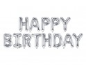 Foliový balónek Happy Birthday, stříbrný 
