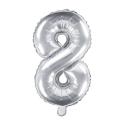Fóliový stříbrný balónek číslice 8, 35 cm