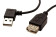 Kabel USB 2.0 A-A 15cm prodlužovací, lomený vlevo, černý 0
