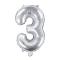 Foliový stříbrný balónek číslice 3, 35 cm 0