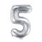 Foliový stříbrný balónek číslice 5, 35 cm 0