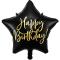 Balónek fóliový hvězda černá, Happy Birthday 40 cm 0
